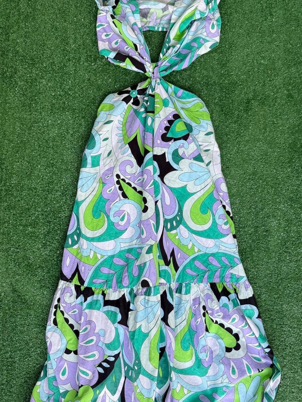 Steve Madden Green Teal Lavender Paisley Maxi Dress